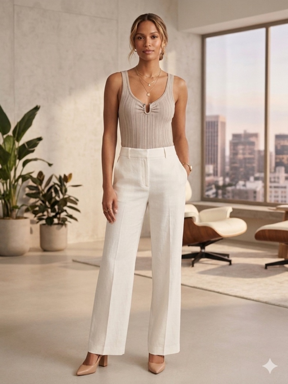 White House Black Market Ribbed Hardware Sweater Tank S NWT sleeveless neutral